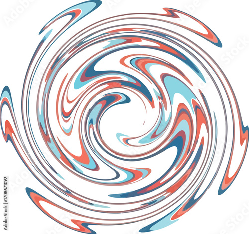Abstract swirling vortex of coral and teal colors creates a dynamic and energetic visual effect.