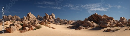 Vast rocky desert under clear sky hdri panoramic view natural landscape photography