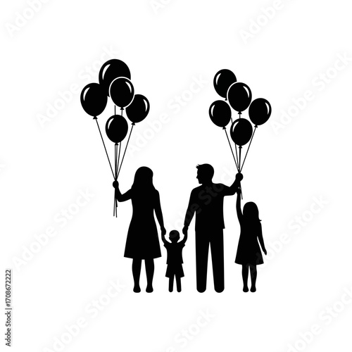 Joyful family celebration with balloons, creating cherished memories and festive moments