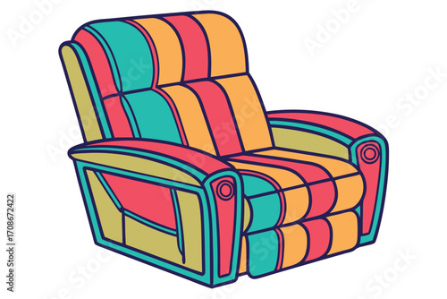 Vibrant Isometric Armchair with Colorful Striped Upholstery furniture living room