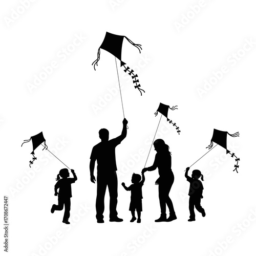 Joyful family flying kites together creating cherished memories on a sunny day