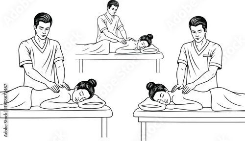 Therapist provides relaxing massage to a person lying on a table, promoting wellness and relief.