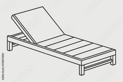 Wooden Chaise Lounge with Adjustable Backrest on Light Gray Background lounge chair outdoor furniture