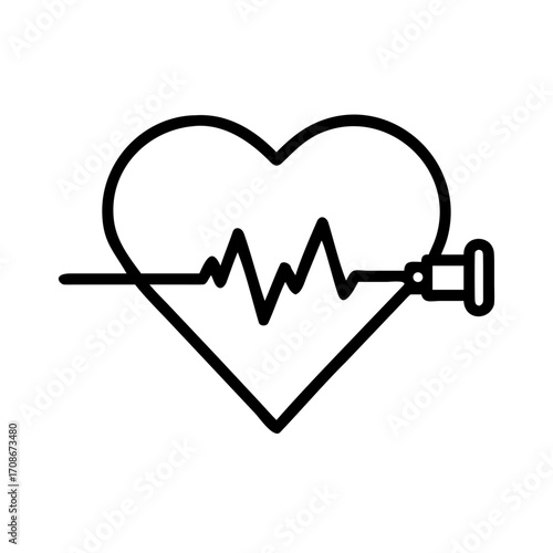 Healthcare icon. Heartbeat with syringe line