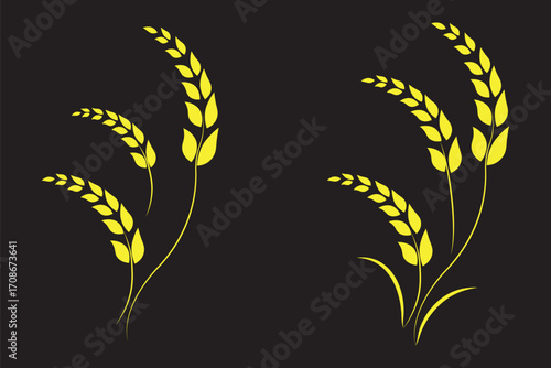 Wheat spikes, barley sheaf with grain set in circle. Vector icon isolated on white background. Agriculture symbol. vector illustration. EPS 10 