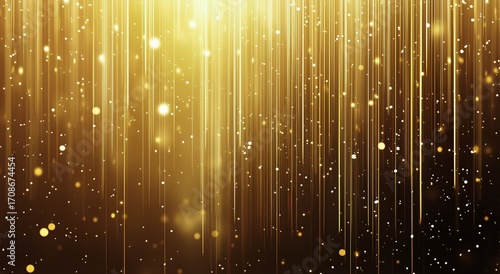 Sparkling Golden Light Effects Create a Magical Atmosphere in an Evening Sett...