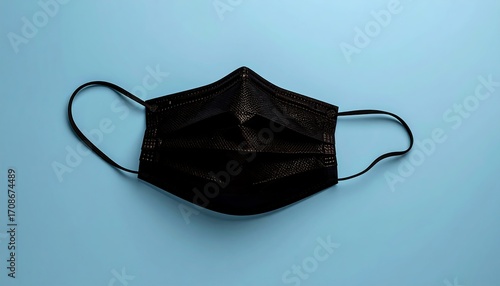 Black face mask on blue background (1)