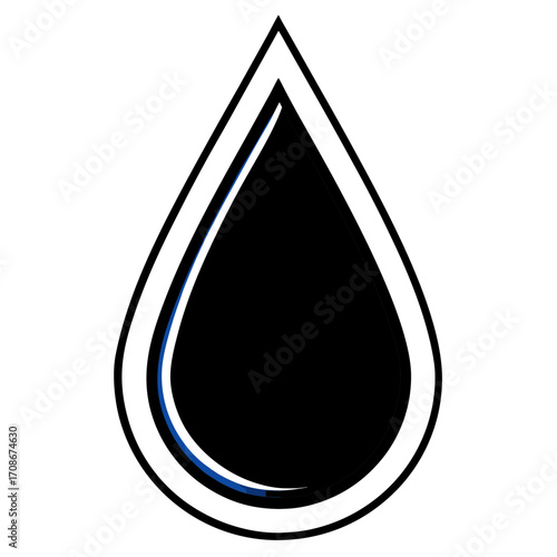 Vector illustration of a blue water droplet, clean flat design, white background