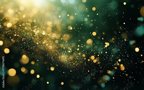 Vibrant Golden Particles Sparkling in a Dark Background With a Mystical Atmos...