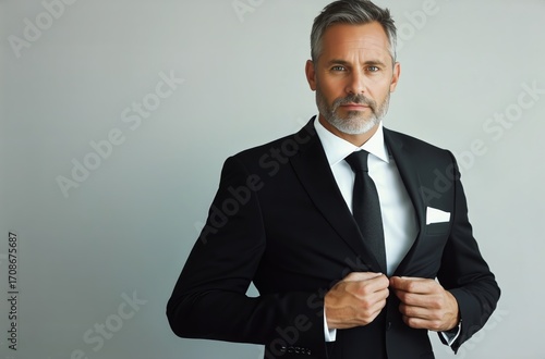 Professional Man in a Suit Holding a Laptop With a Confident Smile in a Moder...