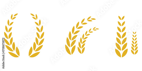 Collection of Wheat Icons Golden Ears of Grain. EPS 10 