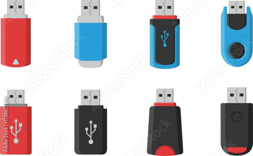 Vector usb flash drives for data storage and portability editable vector