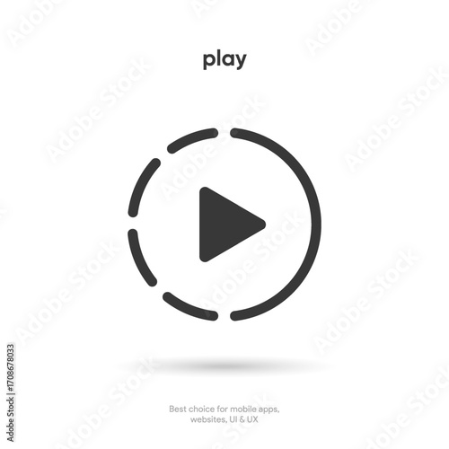 Social media video player screen template, mobile video player. Video player mockup, app, ui ux. Channel interface. Social media concept. Play button icon