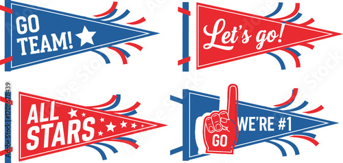 Patriotic pennants go team all stars lets go vector design editable vector