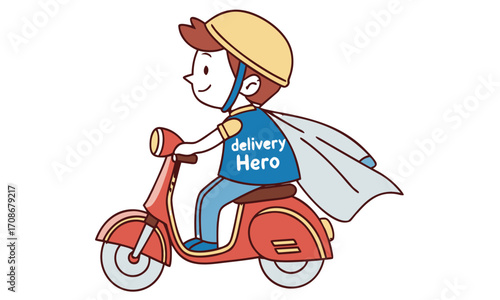 delivery man  riding a scooter