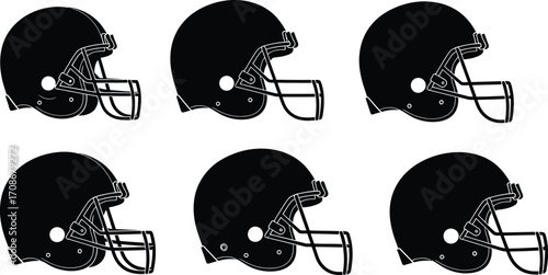 Football helmets black and white sports equipment vector editable vector