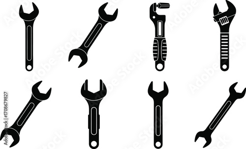 Wrench set vector illustration tool equipment repair editable vector