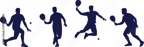 Paddle tennis players silhouettes action sport vector editable vector