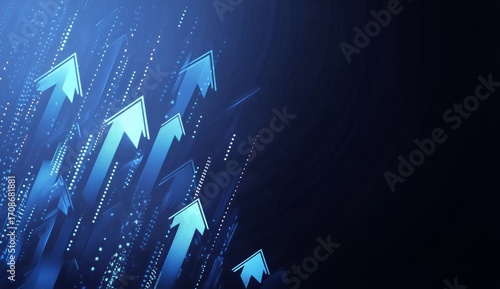 Blue Arrows Pointing Upward on a Dark Background Representing Growth and Prog...
