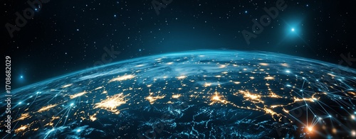 Stunning View of Earth From Space Showcasing Connections and the Rising Sun a...