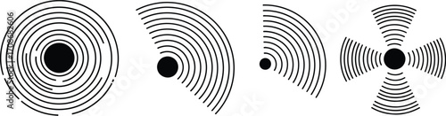 Black and white signal waves vector design elements editbale