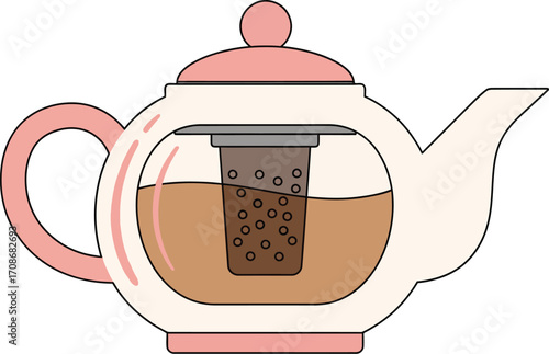 Teapot with tea brewing illustration vector graphic editbale