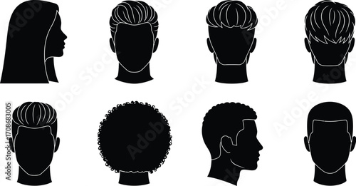 Hairstyle silhouettes vector art for design and fashion editbale