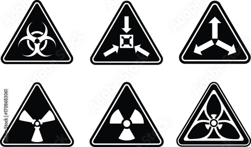 Hazard warning signs biohazard radiation safety symbols editbale
