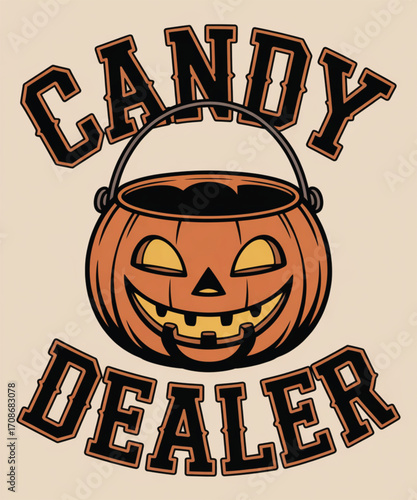 Vintage style candy dealer jack o lantern illustration