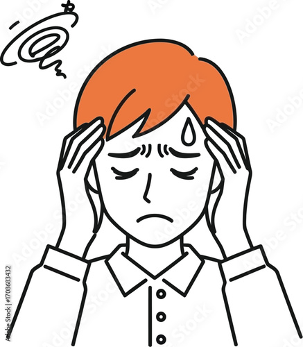 Headache stress anxiety illustration health problem editbale