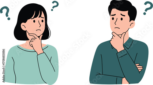 Confused people thinking about problem solving concept editbale