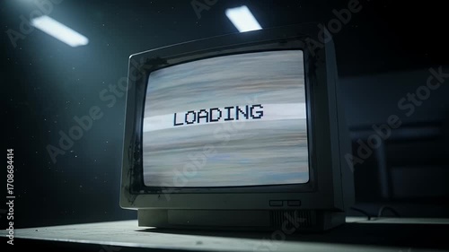 Wallpaper Mural Retro CRT Monitor Displaying "Loading" Screen with Static and Dust Particles Torontodigital.ca