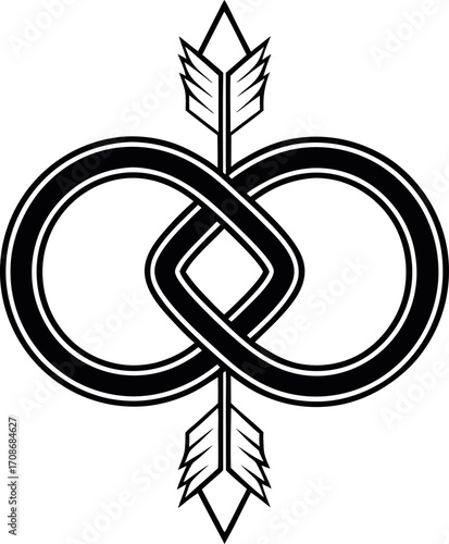 Intertwined infinity symbol with arrows silhouette