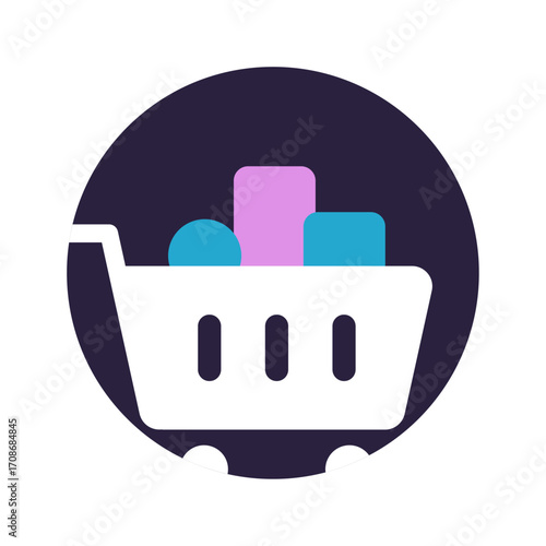 Sleek shopping basket graphic for digital marketplaces and consumer convenience