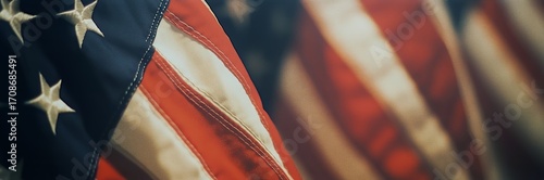 Waving American Flags in a Vibrant Setting During a National Celebration