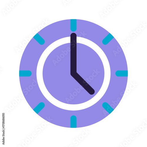 Minimalist clock icon graphic design in flat style