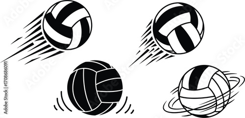 Volleyball balls in motion vector graphic design art editable vector