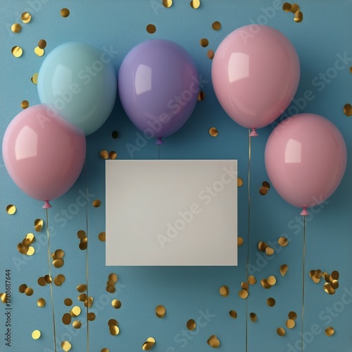 Colorful Balloons and Confetti Create a Festive Scene Ready for a Celebration.