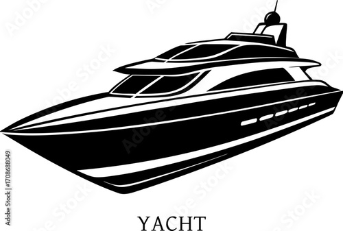 A luxury yacht with sleek design, isolated on Png Background