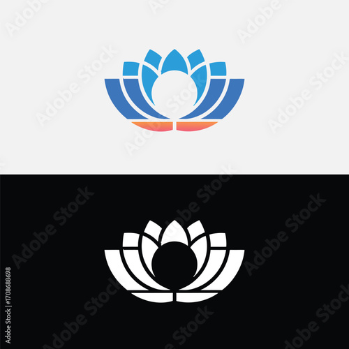 Elegant lotus flower logo isolated on white background a minimalist lotus design with clean lines and a serene color palette, symbolizing peace, harmony, and spiritual awakening perfect for yoga 