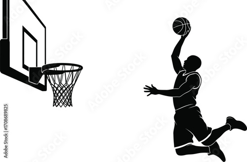 Basketball player silhouette dunking vector graphic editable vector