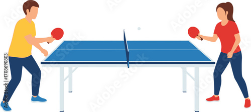 Table tennis game with two players vector graphic editable vector