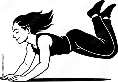 Minimalist black and white silhouette of a freerunner performing a dive roll on landing, stylish vector design for parkour art, sports graphics, posters, and urban motion concepts.