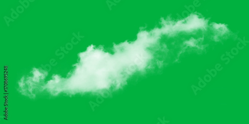 Fotografie A fluffy white cloud drifting peacefully across a vibrant green chroma key backg