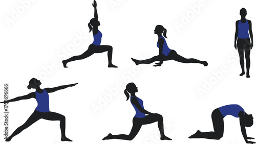 Flexible woman gracefully demonstrates various yoga poses, showcasing strength and balance.