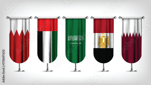Illustration Vector Featuring Saudi Arabia, UAE, Qatar, Egypt and Bahrain Identities