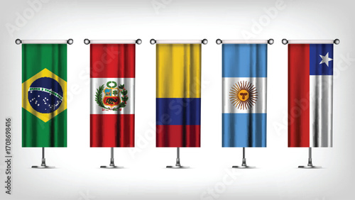 Illustration Vector Featuring Brazil, Argentina, Colombia, Chile and Peru  Identities