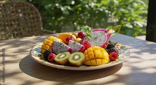 Vibrant tropical fruit platter bursting with exotic flavors and refreshing colors, perfect for healthy eating inspiration.