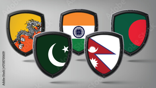 Illustration Vector Featuring India, Pakistan, Bangladesh, Nepal and Bhuthan  Identities