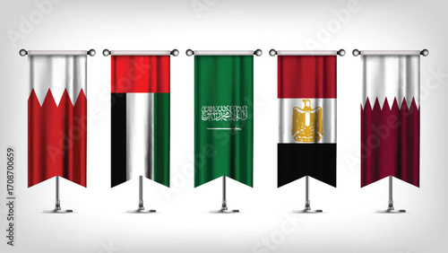 Illustration Vector Featuring Saudi Arabia, UAE, Qatar, Egypt and Bahrain Identities